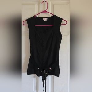 Lipstick Boutique Corset Style Black Sleeveless Top with Belt. True Y2K Vintage